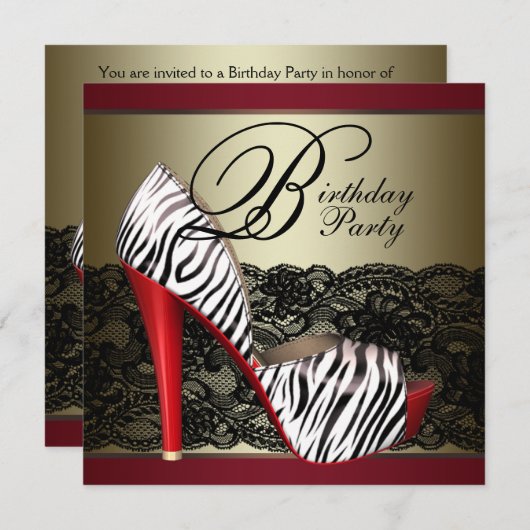 Chaussures à talon élevé invitations Red Zebra Par (Devant / Derrière)