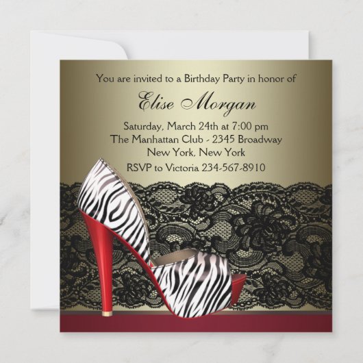 Chaussures à talon élevé invitations Red Zebra Par (Dos)