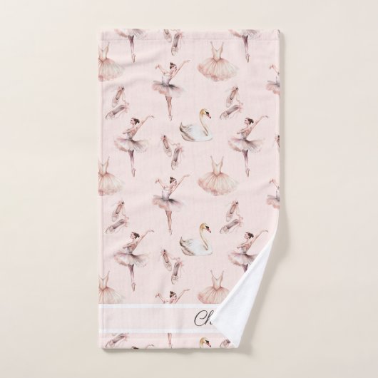 Chaussures Ballerina Pink Ballet Nom personnalisé (Serviette à main)