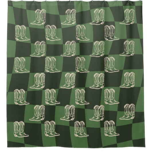 Chaussures de cowboy de rideau de douche vert (Devant)