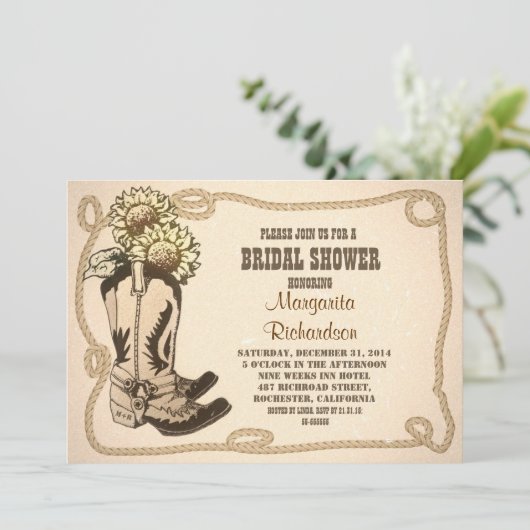 chaussures de cowboy invitation rustique nuptiale (Debout devant)
