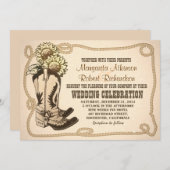chaussures de cowboy invitations de mariage rustiq (Devant / Derrière)