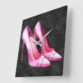 Chaussures de talons roses Horloge murale (Angle)