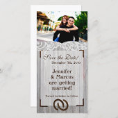 Chaussures Fiançailles Faire-part 4x8 sur bois (Devant / Derrière)