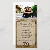 Chaussures Fiançailles Faire-part 4x8 sur Burlap (Devant / Derrière)