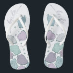 CHAUSSURES mariages | Coquillages modernes Dusty B<br><div class="desc">Un design amusant de coquillages bleu et lilas de prune. Calligraphie manuscrite qui dit Mariée - parfait pour la mariée à porter sur la plage pour sa cérémonie de mariage sur la plage. Conception créée pour TheBarefootBride™ par © WhimsicalArtwork™. Il fait partie d'une collection de papeterie mariage avec accessoires mariages...</div>