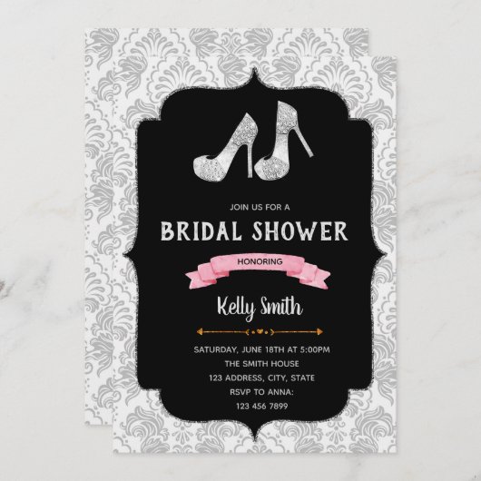 Chaussures nuptiale douche thème invitation (Devant / Derrière)