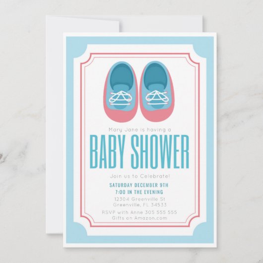 Chaussures pour bébé Baby shower Invitation (Devant)