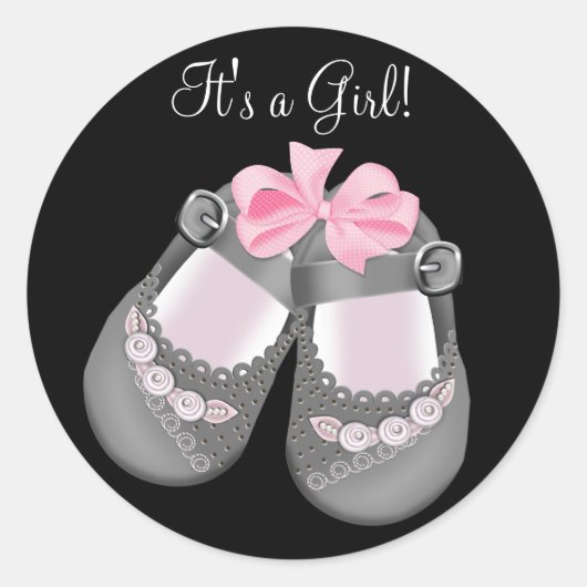 Chaussures pour bébé gris Stickers Baby shower noi (Devant)