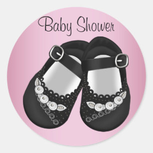 Chaussures pour bébé noir Stickers Baby shower ros