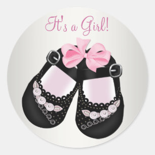 Chaussures pour bébé noir Stickers Baby shower ros