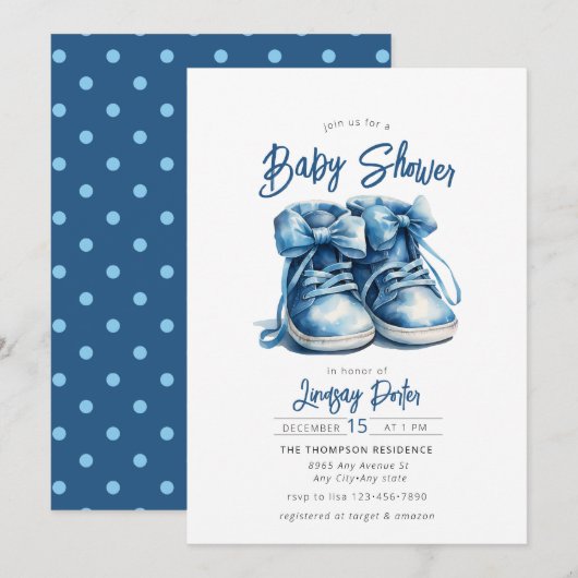 Chaussures pour bébés | Invitation Baby shower de  (Devant / Derrière)