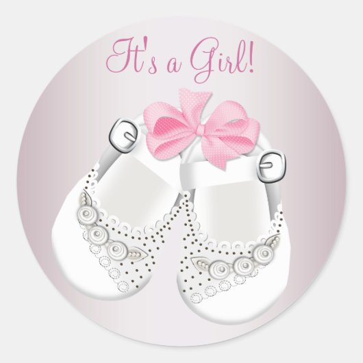 Chaussures pour bébés roses Stickers Baby shower r (Devant)