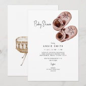 Chaussures roses Bassinet Baby shower Invitation (Devant / Derrière)