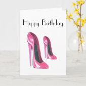 Chaussures roses Carte Anniversaire (Fleur jaune)