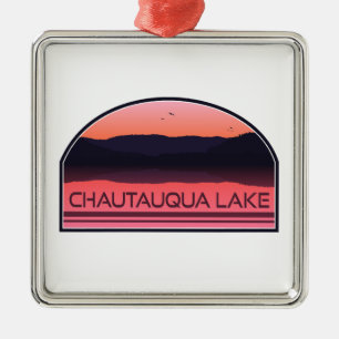 Chautauqua Lake New York Red Sunrise Metalen Ornament