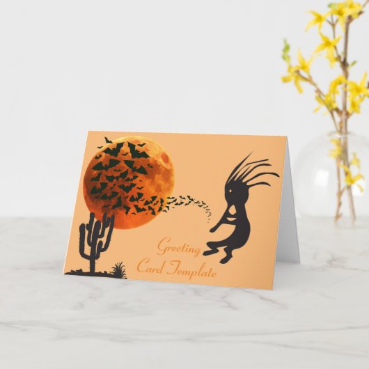 Chauve-lune Kokopelli Chauve-lune Cartes d'Hallowe (Fleur jaune)