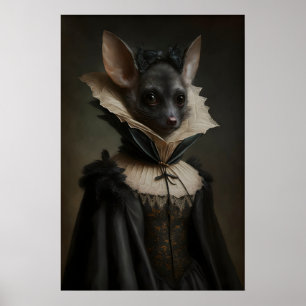 Chauve-souris gothique en robe, Affiche vintage, A