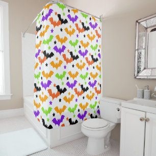 Chauve-souris Halloween coloré rideau de douche