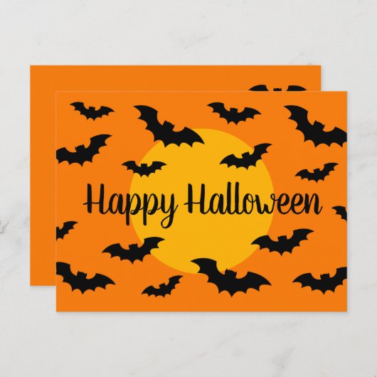 Chauve-souris orange et noire Joyeuses cartes post (Devant / Derrière)