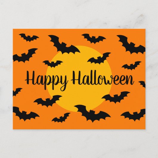 Chauve-souris orange et noire Joyeuses cartes post (Devant)
