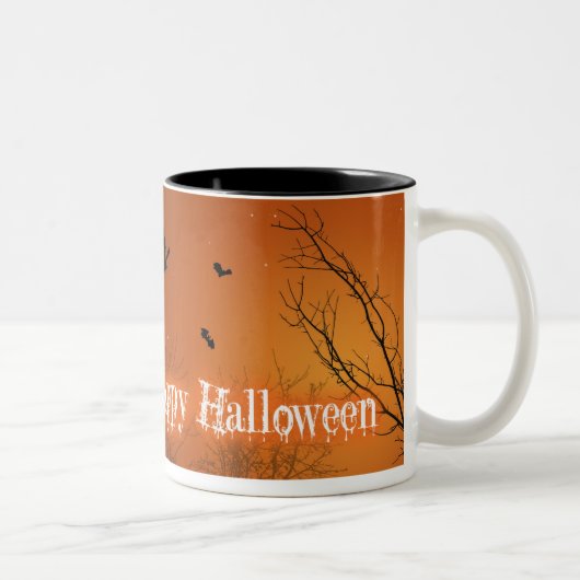 Chauves-souris et arbres d'Halloween - Mug (Droit)