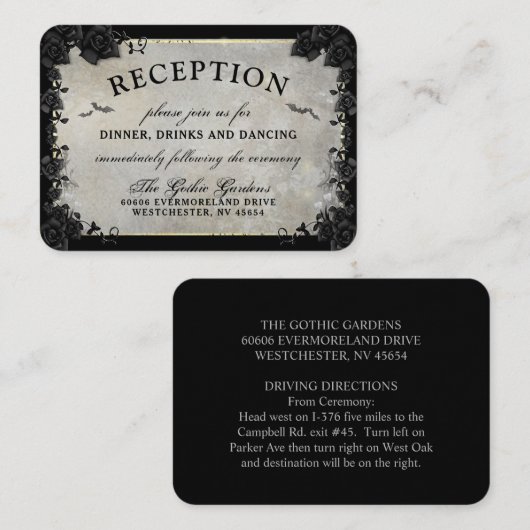 Chauves-souris gothiques Gris Noir Halloween Carte (Devant / Derrière)