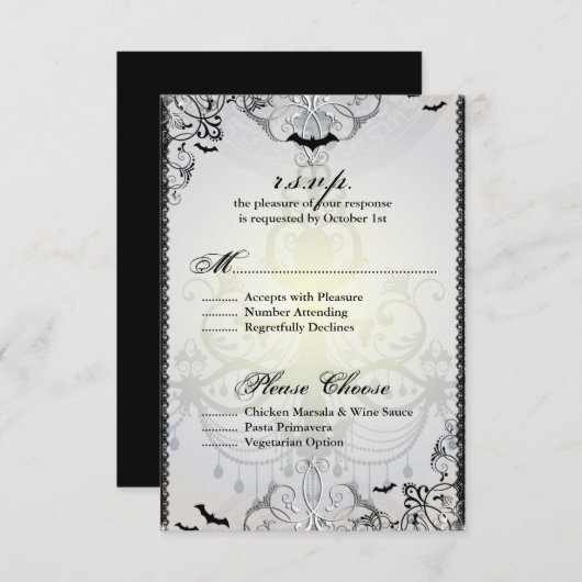 Chauves-souris gothiques Halloween Mariage Carte R (Devant / Derrière)
