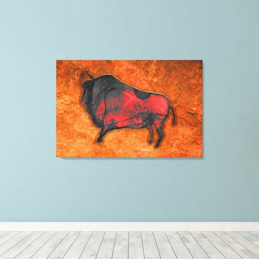 Chauvet Bison Canvas Afdruk (Insitu (Houten vloer))