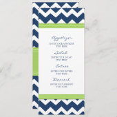 Chaux bleue Chevron de menu de mariage (Devant / Derrière)