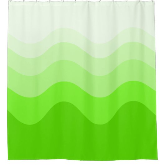 Chaux Green Wavey Stripe Douche moderne rideau (Devant)