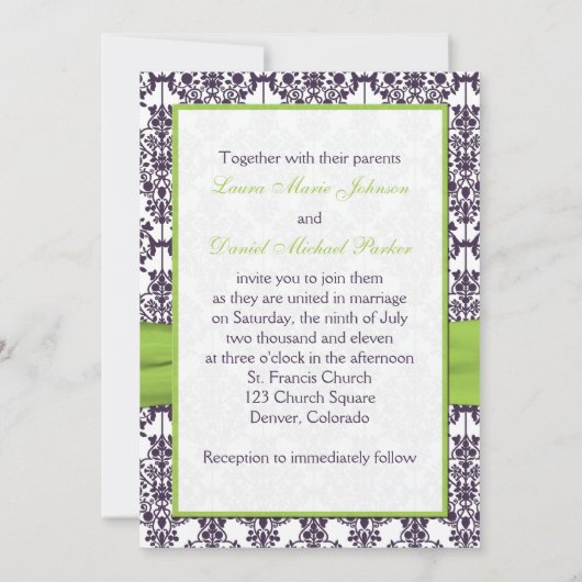 Chaux IMPRIMÉE de RUBAN, invitation pourpre de (Dos)