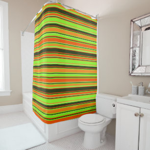 Chaux, Orange & Tangerine Douche Rayée Rideau