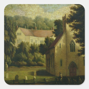Chawton House and Church, 1809 Vierkante Sticker