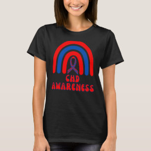 CHD Awareness Heart Disease Rainbow Blue Ribbo T-shirt
