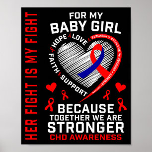 CHD-bewustzijn Baby Meisje Dochter Hartziekte Moed Poster