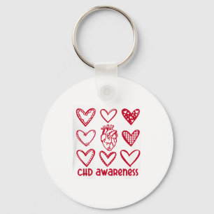 CHD-bewustzijn Hart Anatomisch Hartziekte Maand Sleutelhanger