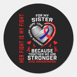 CHD-bewustzijn Zus Hartziekte Matching Familie Ronde Sticker