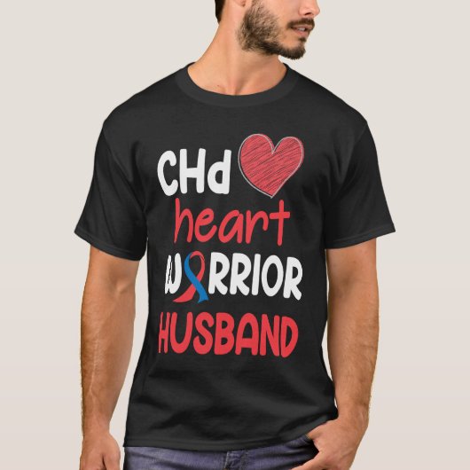 CHD Heart Disease Warrior Proud Husband Awareness  T-shirt (Voorkant)