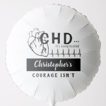 CHD Heart SKetch EKG Helium Balloon