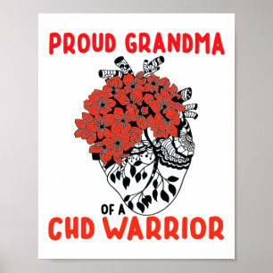 Chd Warrior Trotse Oma Mooie Rode Bloem Hart Poster