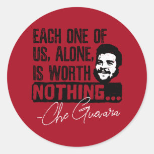 Che Guevara citaat - elk alleen niets waard Ronde Sticker