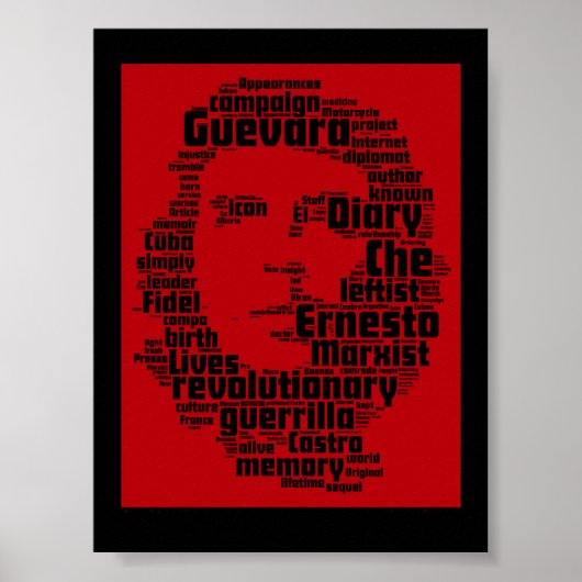 Che Guevara woordwolkenprint Poster (Voorkant)