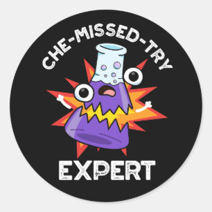 Che-miste-try Funny Science Chemistry Pun Dark BG Ronde Sticker