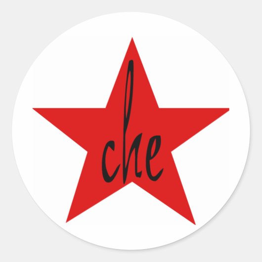 Che Red Star. Ronde Sticker (Voorkant)