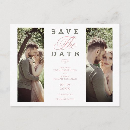 Cheap 2 Foto's Koppel handschrift met elegant scri Briefkaart (Voorkant)