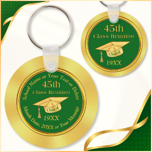 Cheap 45th Class Reunion Souvenirs, Green and Gold Sleutelhanger