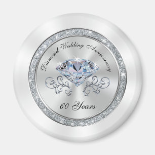 Cheap 60th Wedding Jubileum Party Favors BULK Magneet