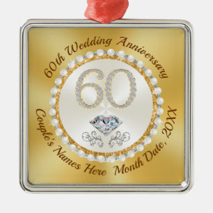 Cheap, 60th Wedding Jubileum Party Favors Keych Metalen Ornament