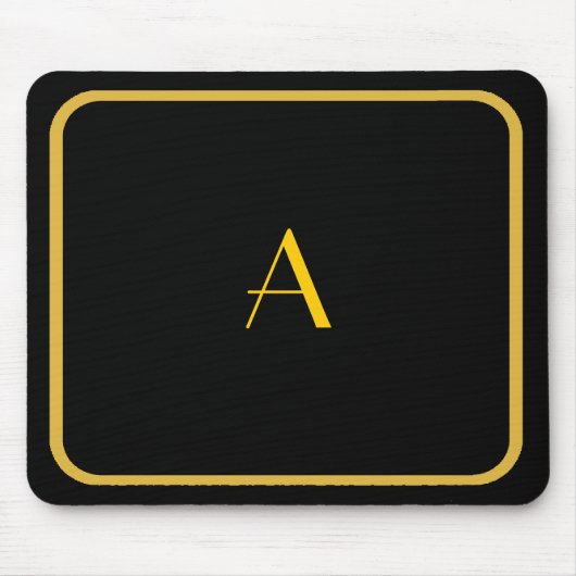 Cheap Black Mousepad met Gold Lijst en monogram Muismat (Voorkant)